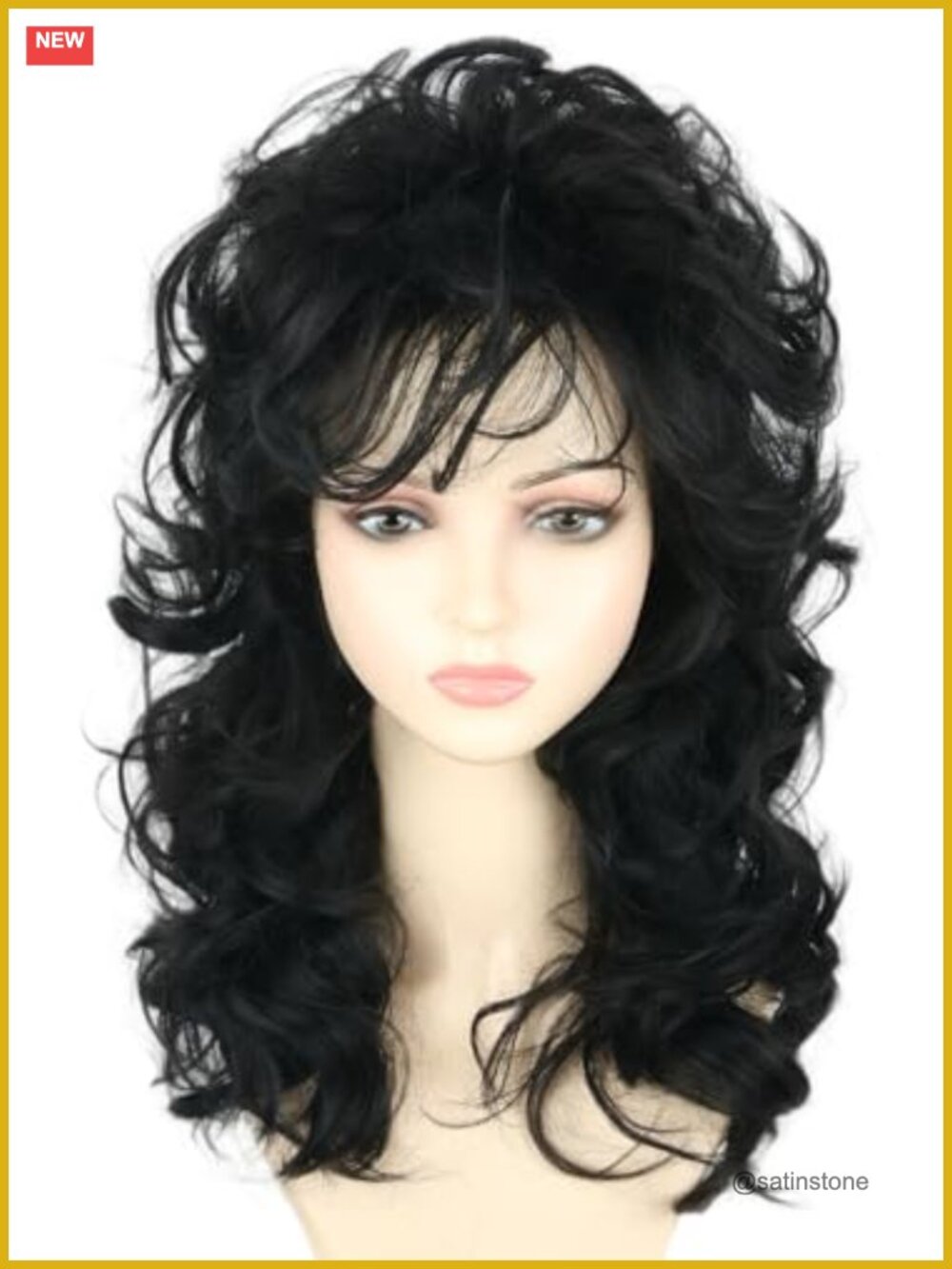 Retro Fashion Singer Beehive Wig Long Curly Synthetic Fiber Halloween Cosplay